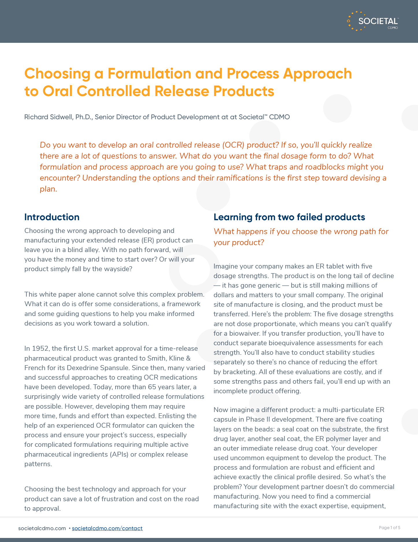 Choosing a Formulation and Process Approach White Paper