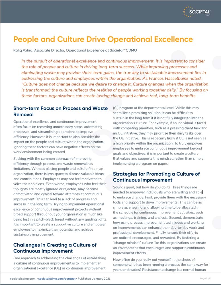 People and Culture Drive Operational Excellence White Paper